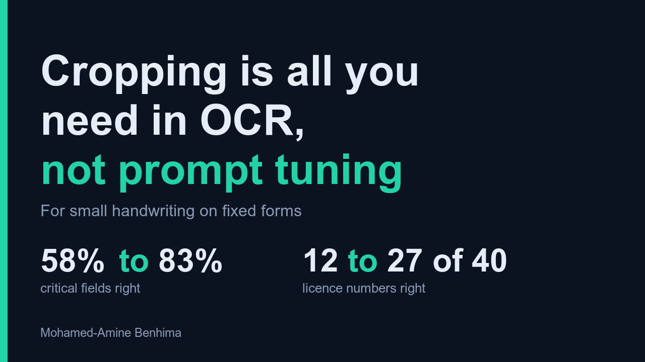 Cropping is all you need in OCR, not prompt tuning