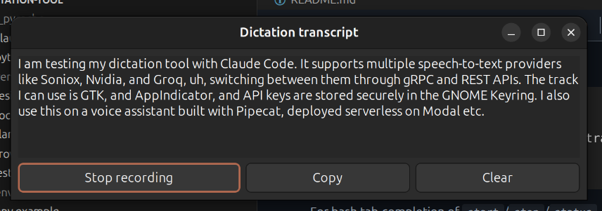 Transcript window